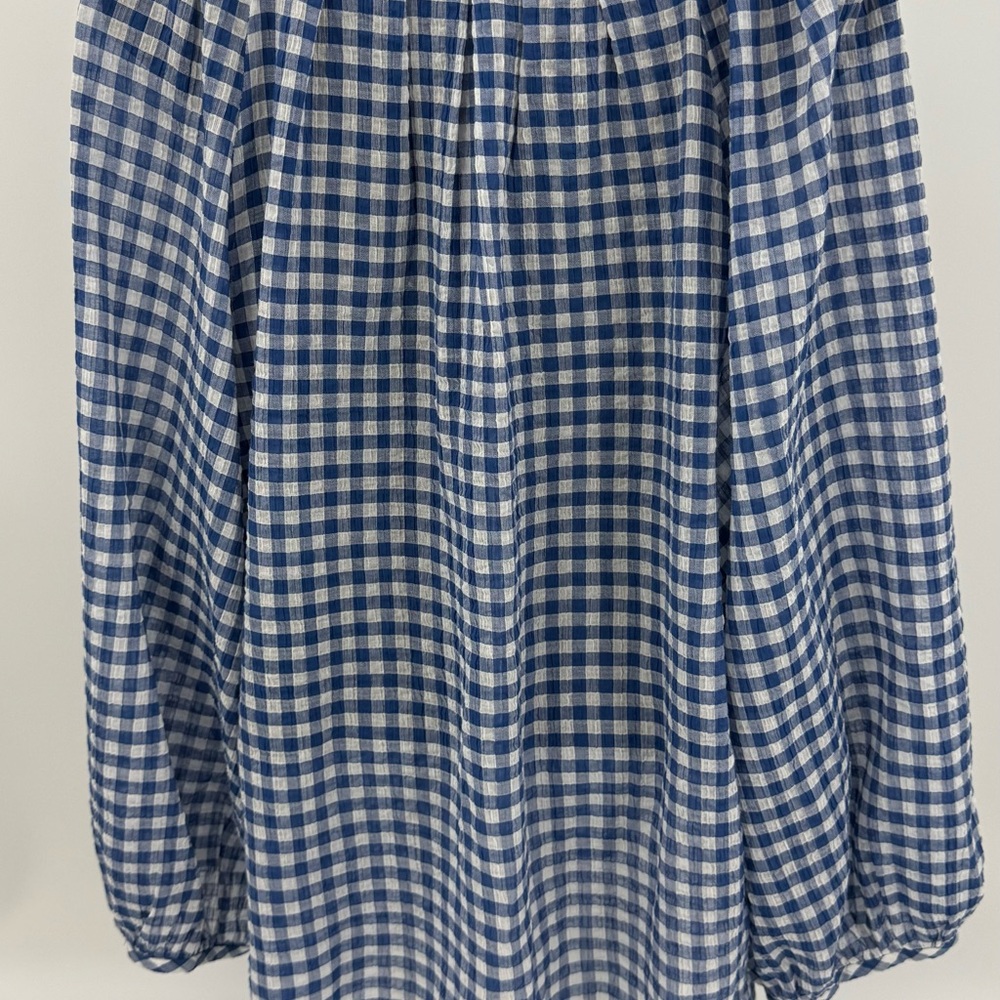 Calvin Klein Blue and White Gingham Peasant Blouse - Picture 3 of 10